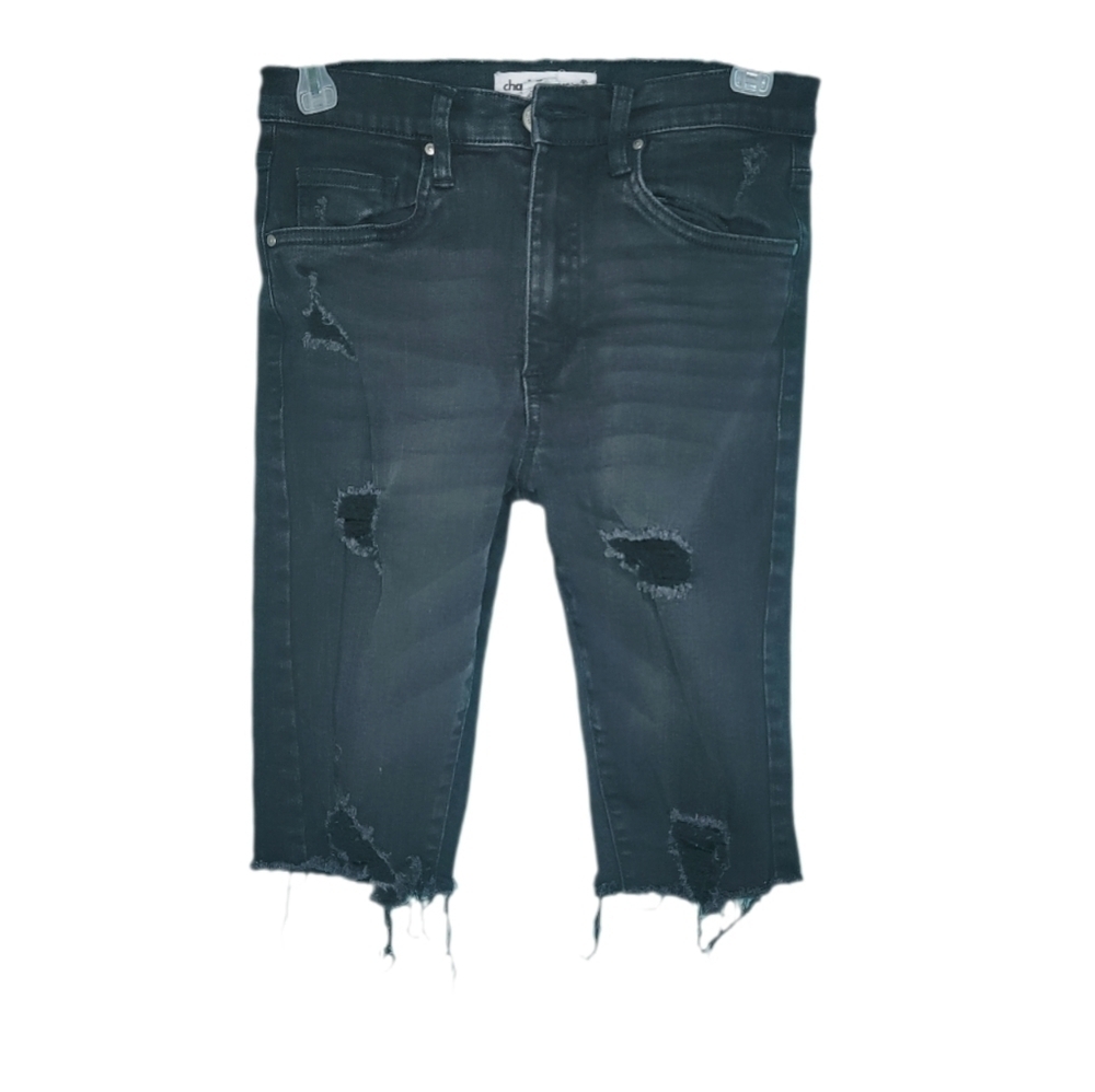 Charlotte Russe Distressed Cut Off Stretch Black Jeans Shorts Women's Size 3